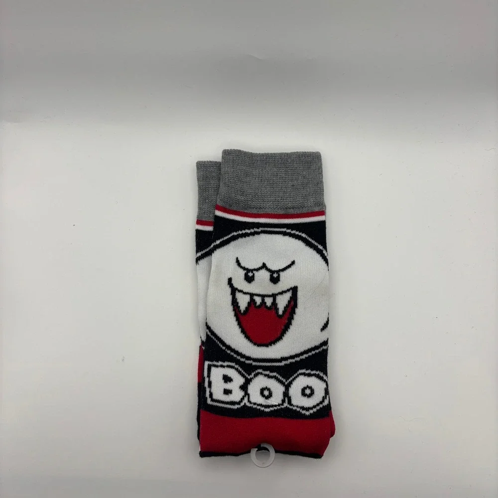 Nintendo Super Mario Boo Ghost Adult Crew Socks Black Red Gray 2021